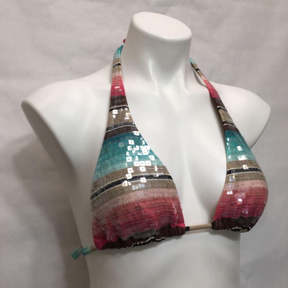 VIX STRIPED TIE BACK BIKINI TOP